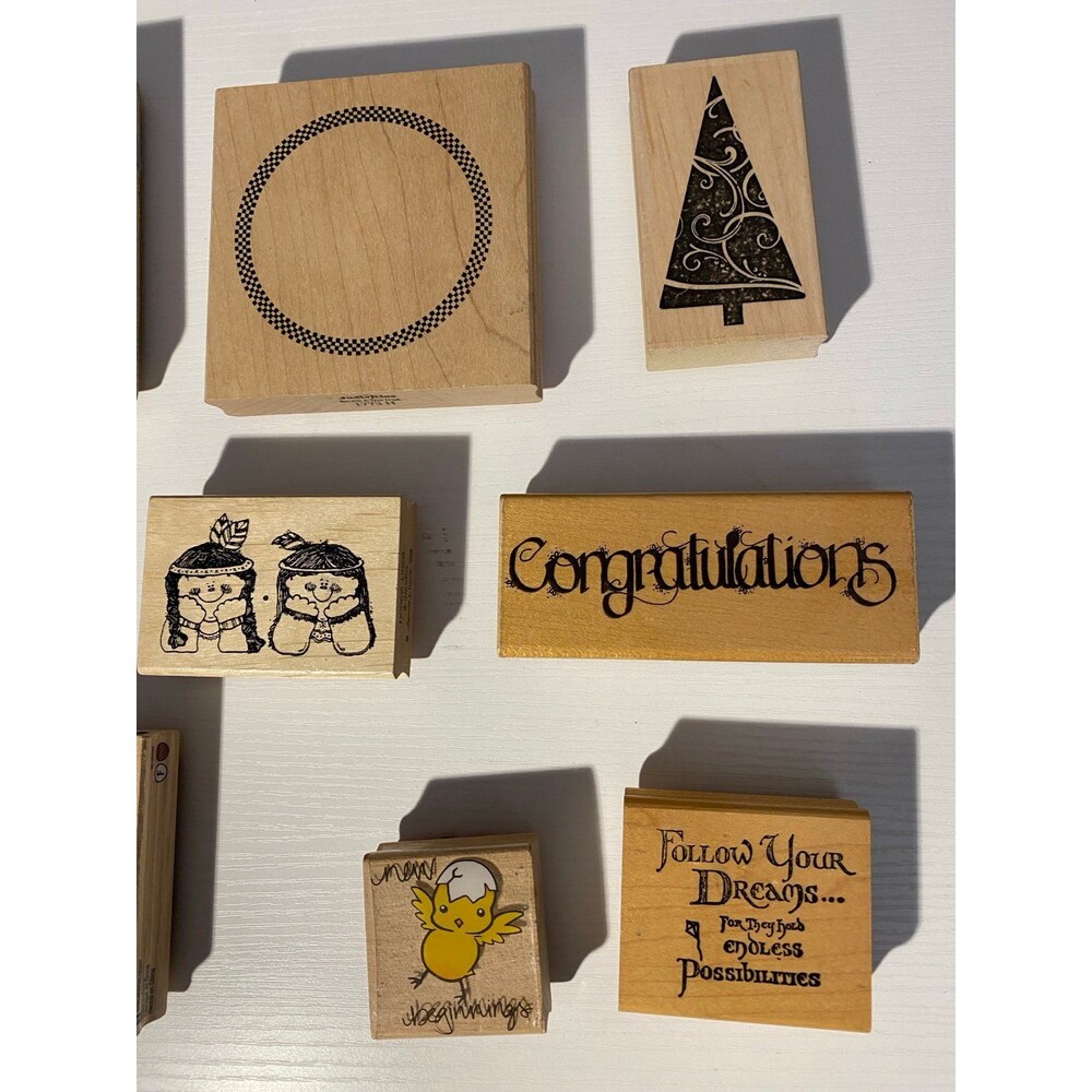 Vintage Rubber Stamp Lot of 9 Wood Mounted JudiKins DOTS Hampton Art Crafting - Picture 2 of 5